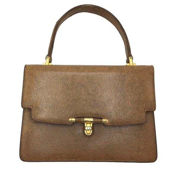 VTG GUCCI Boar Leather Top Handle Petite Bag & Matching Coin Purse 60s Mod RARE - Picture 1 of 14